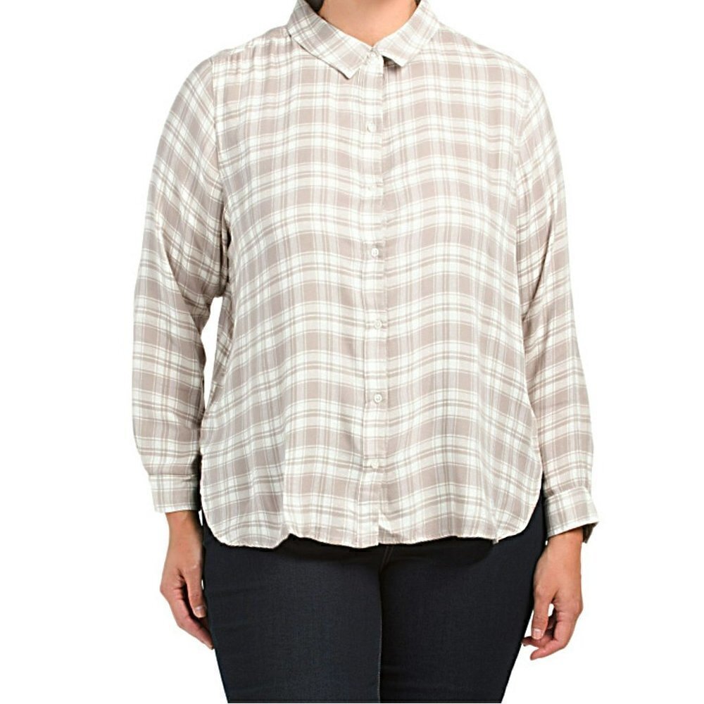 NWT Lucky Brand Women's Plus Classic Collar Plaid Button Down Shirt